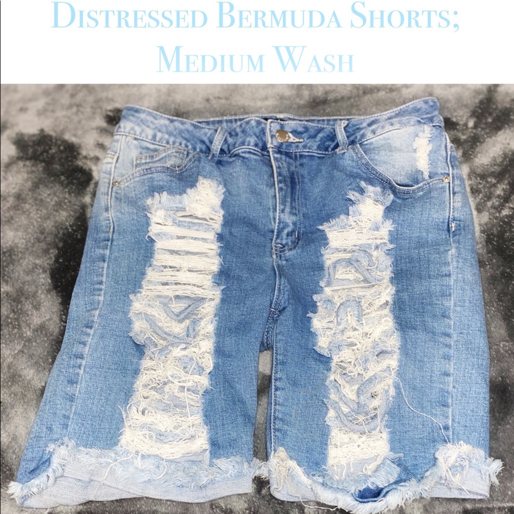 *SOLD* Distressed Bermuda Shorts (Medium Wash)